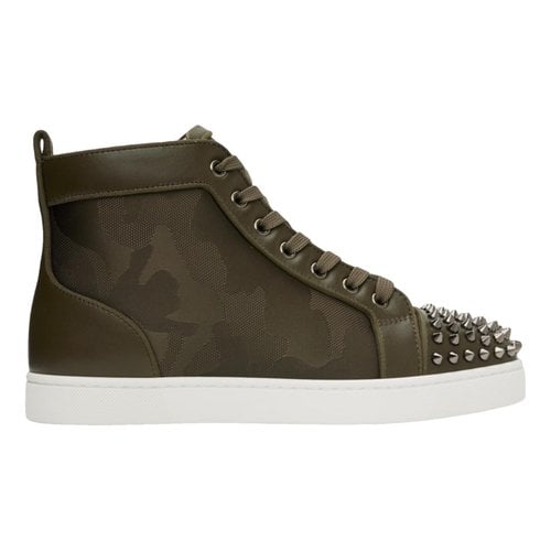 Pre-owned Christian Louboutin Louis Leather High Trainers In Green