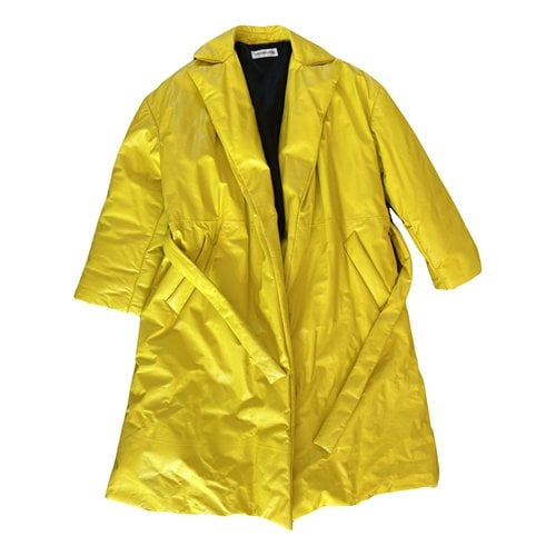 Pre-owned Balenciaga Leather Biker Jacket In Yellow
