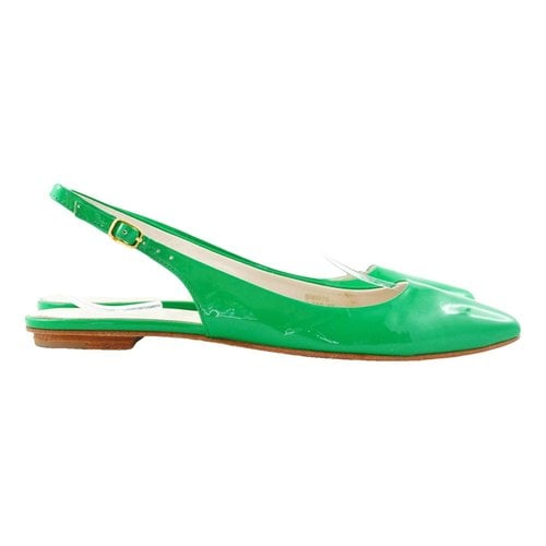 Pre-owned Boden Leather Flats In Green