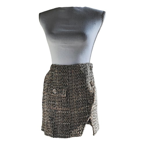 Pre-owned Liujo Tweed Mini Skirt In Beige