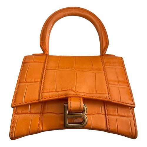 Pre-owned Balenciaga Hourglass Leather Crossbody Bag In Orange