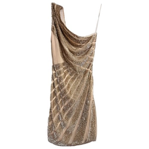 Pre-owned Elisabetta Franchi Glitter Mini Dress In Gold
