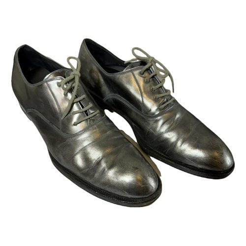 Pre-owned Alexander Mcqueen Leather Lace Ups In Metallic