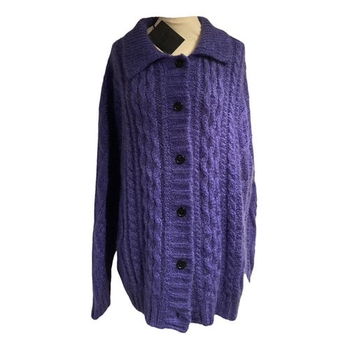 Pre-owned Prada Wool Cardi Coat In Purple