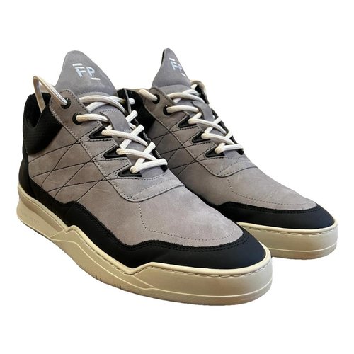 Pre-owned Filling Pieces Leather Low Trainers In Grey