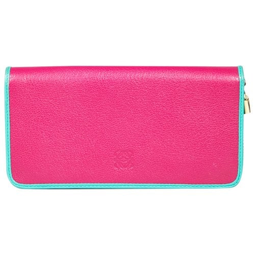 Pre-owned Loewe Leather Wallet In Pink