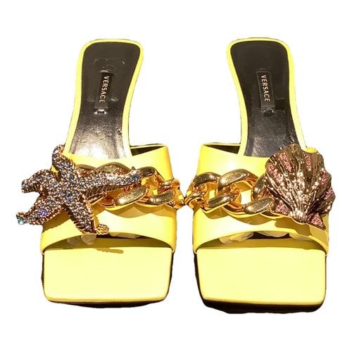 Pre-owned Versace Leather Sandals In Yellow