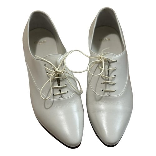 Pre-owned Celine Jacno Leather Lace Ups In White