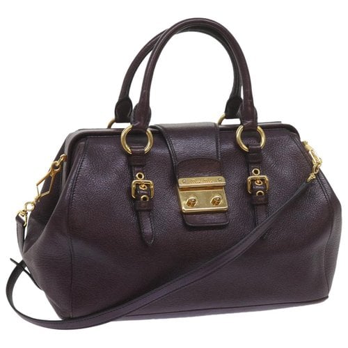 Pre-owned Miu Miu Madras Leather Handbag In Purple