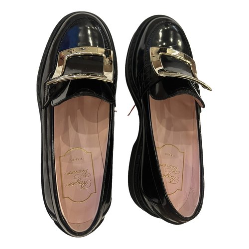 Pre-owned Roger Vivier Leather Flats In Black