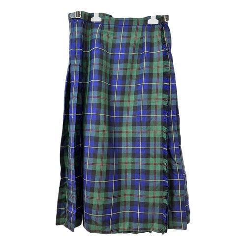 Pre-owned Pringle Of Scotland Wool Maxi Skirt In Green