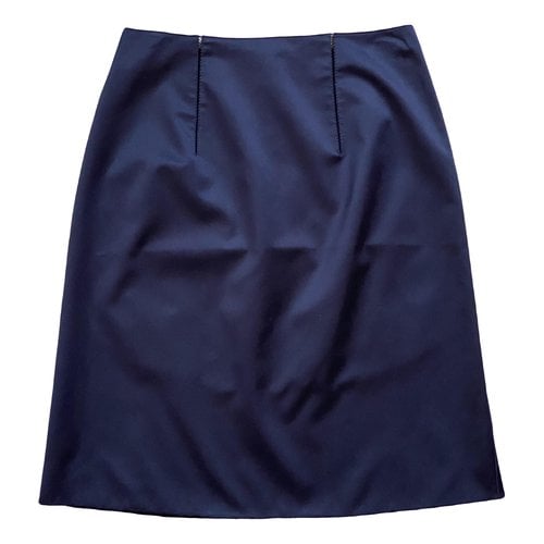Pre-owned Bottega Veneta Silk Mid-length Skirt In Navy