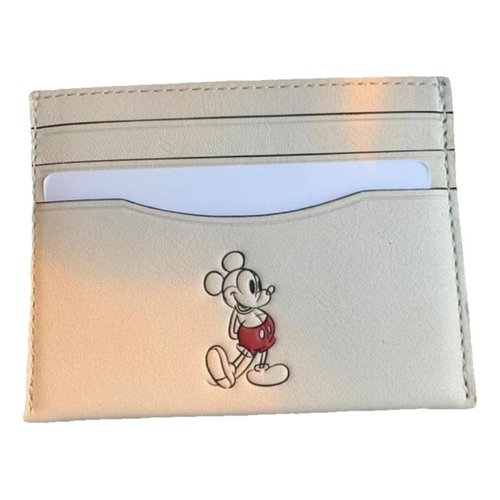 Pre-owned Coach Leather Card Wallet In White
