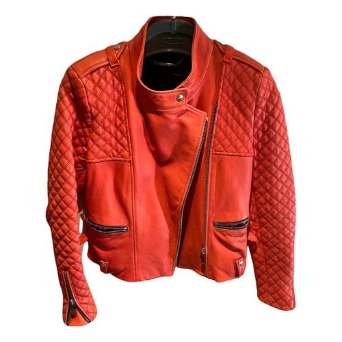 Pre-owned Barbara Bui Leather Coat In Orange