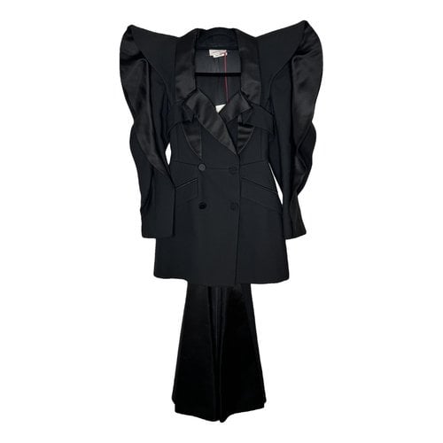 Pre-owned Alexander Mcqueen Wool Mini Dress In Black