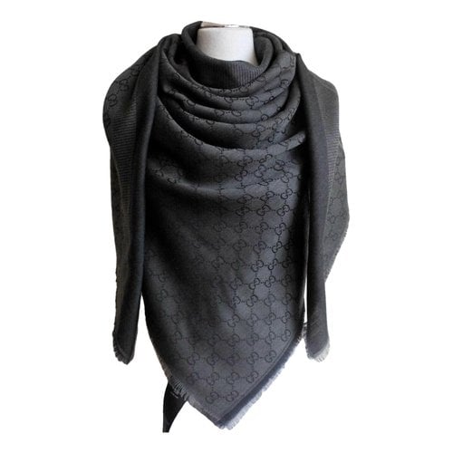 Pre-owned Gucci Wool Stole In Anthracite