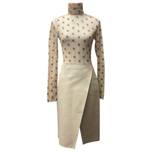 Pre-owned Fendi Leather Mid-length Skirt In Beige