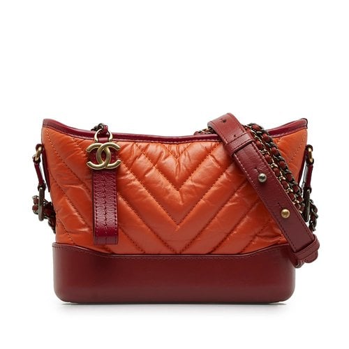 Pre-owned Chanel Gabrielle Leather Crossbody Bag In Orange
