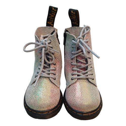 Pre-owned Dr. Martens' Glitter Lace Up Boots In Pink