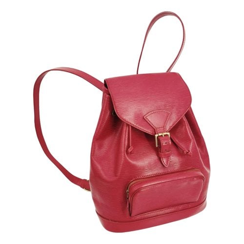 Pre-owned Louis Vuitton Montsouris Vintage Leather Backpack In Red