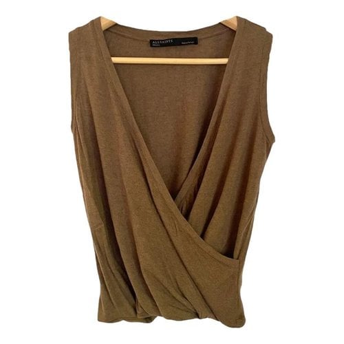 Pre-owned Allsaints Jersey Top In Brown