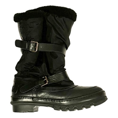 Pre-owned Burberry Cloth Snow Boots In Black