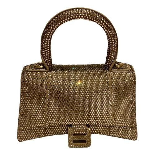 Pre-owned Balenciaga Hourglass Leather Handbag In Gold