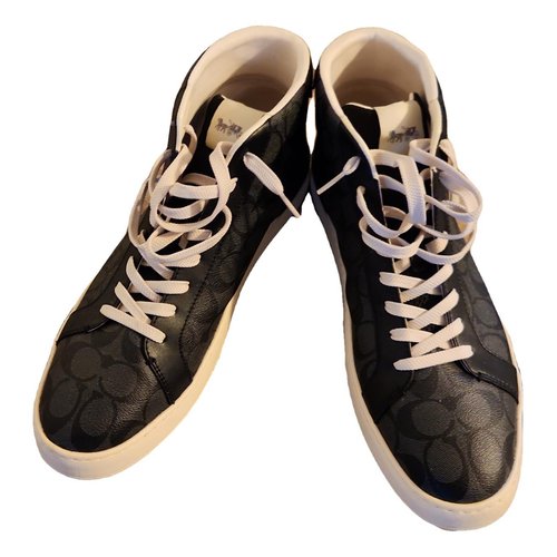 Pre-owned Coach Vegan Leather Lace Ups In Grey