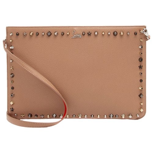 Pre-owned Christian Louboutin Leather Crossbody Bag In Beige