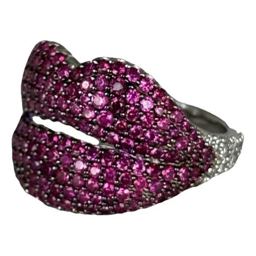 Pre-owned Apm Monaco Silver Ring In Pink