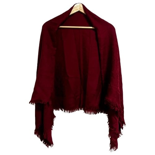 Pre-owned Saint Laurent Wool Stole In Burgundy