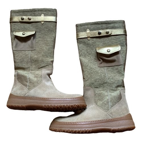 Pre-owned Hogan Cloth Boots In Beige