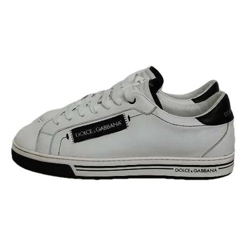 Pre-owned Dolce & Gabbana Roma Leather Low Trainers In White