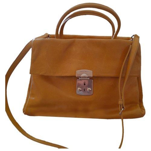 Pre-owned Miu Miu Vitello Leather Handbag In Yellow