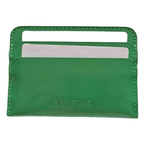 Pre-owned By Far Leather Card Wallet In Green