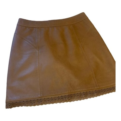 Pre-owned Oakwood Leather Mini Skirt In Camel