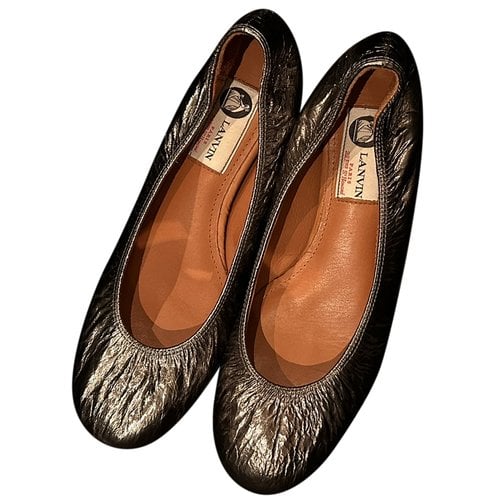 Pre-owned Lanvin Leather Flats In Silver