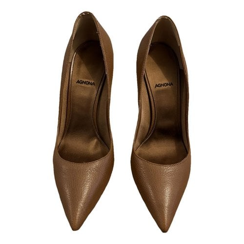 Pre-owned Agnona Leather Heels In Camel