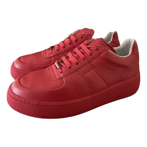 Pre-owned Maison Margiela Leather Trainers In Red