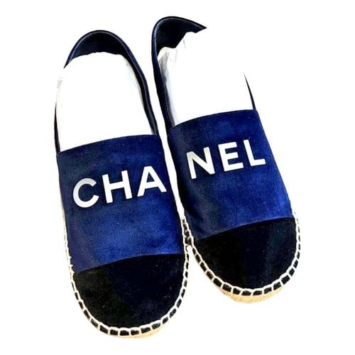 Pre-owned Chanel Velvet Espadrilles In Blue