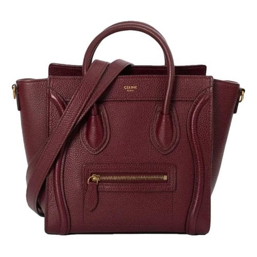 Pre-owned Celine Luggage Leather Handbag In Burgundy