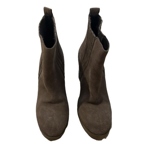 Pre-owned Aldo Ankle Boots In Khaki