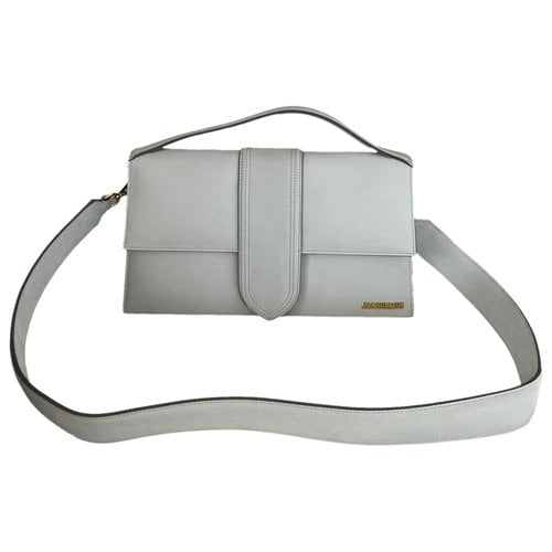 Pre-owned Jacquemus Le Grand Bambino Leather Handbag In Grey