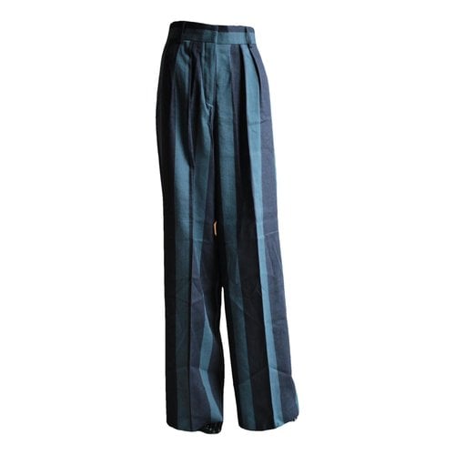 Pre-owned Tommy Hilfiger Linen Trousers In Blue