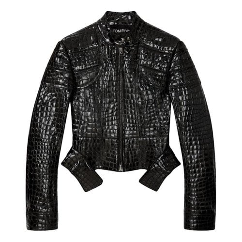 Pre-owned Tom Ford Leather Biker Jacket In Black