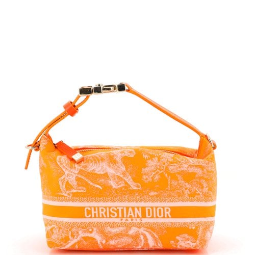 Pre-owned Dior Leather Clutch Bag In Orange