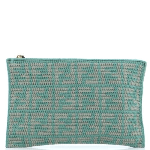 Pre-owned Fendi Leather Clutch Bag In Green