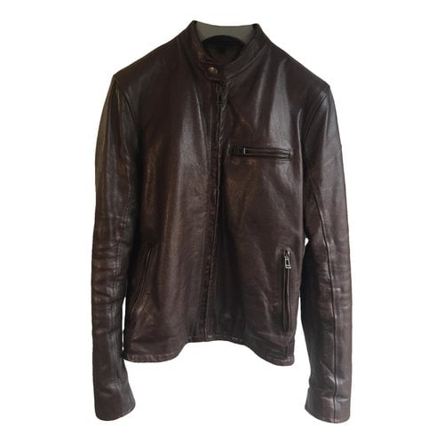 Pre-owned Belstaff Leather Jacket In Burgundy