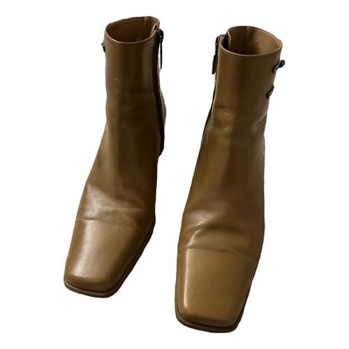 Pre-owned Bruno Magli Leather Boots In Beige