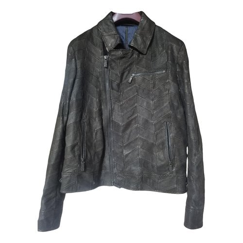 Pre-owned Giorgio Armani Leather Jacket In Brown